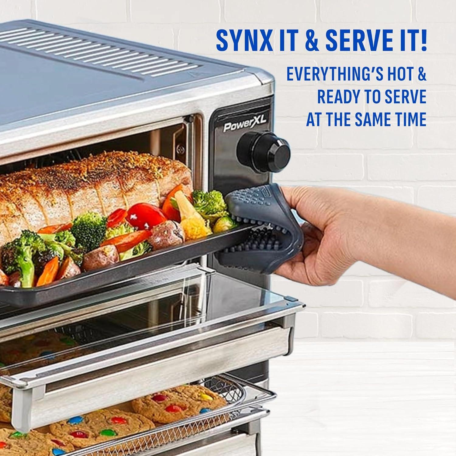 PowerXL SmartSynx Dual Door Air Fryer Oven, Stainless Steel