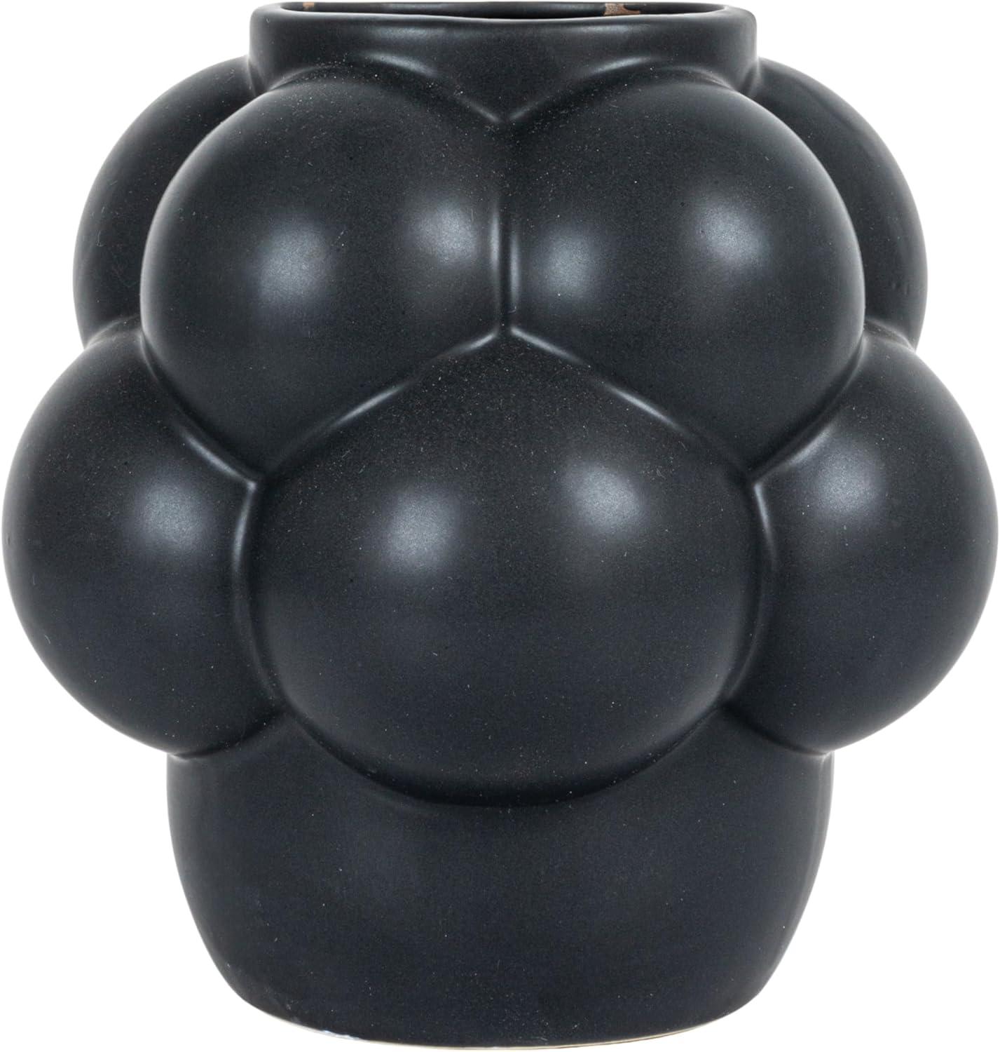 Matte Black Stoneware 8'' Round Vase with Raised Dots