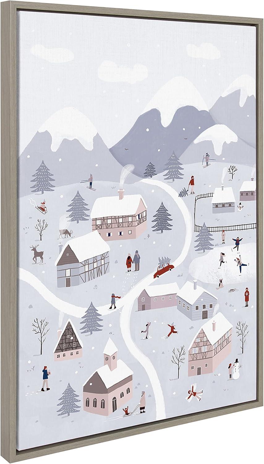 Kate and Laurel Sylvie Winter Wonderland Framed Canvas by Maja Tomljanovic, 23x33, Gray