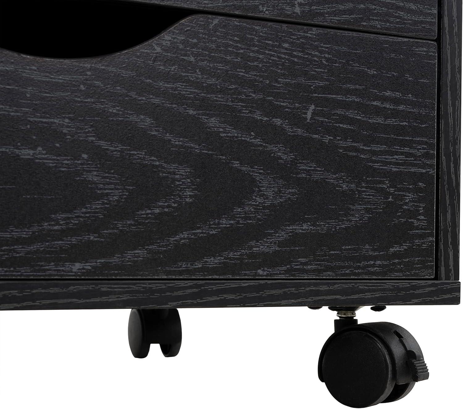 Naomi Home 5 Drawer Dresser for Bedroom Stylish Tall Dressers with Wheels Storage Shelves Small Dresser for Closet Makeup with 180 lbs Capacity - Distressed Black