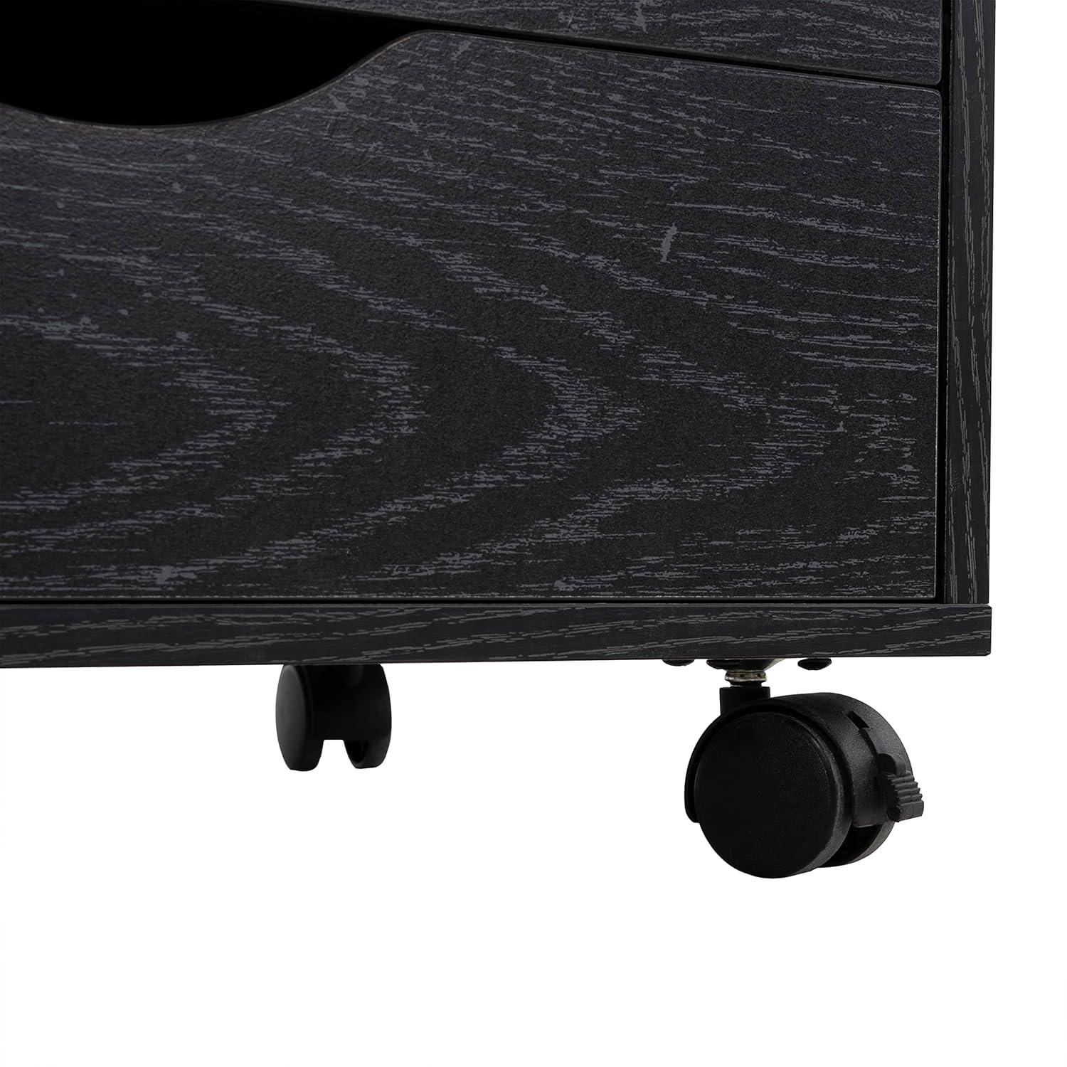 Naomi Home 5 Drawer Dresser for Bedroom Stylish Tall Dressers with Wheels Storage Shelves Small Dresser for Closet Makeup with 180 lbs Capacity - Distressed Black