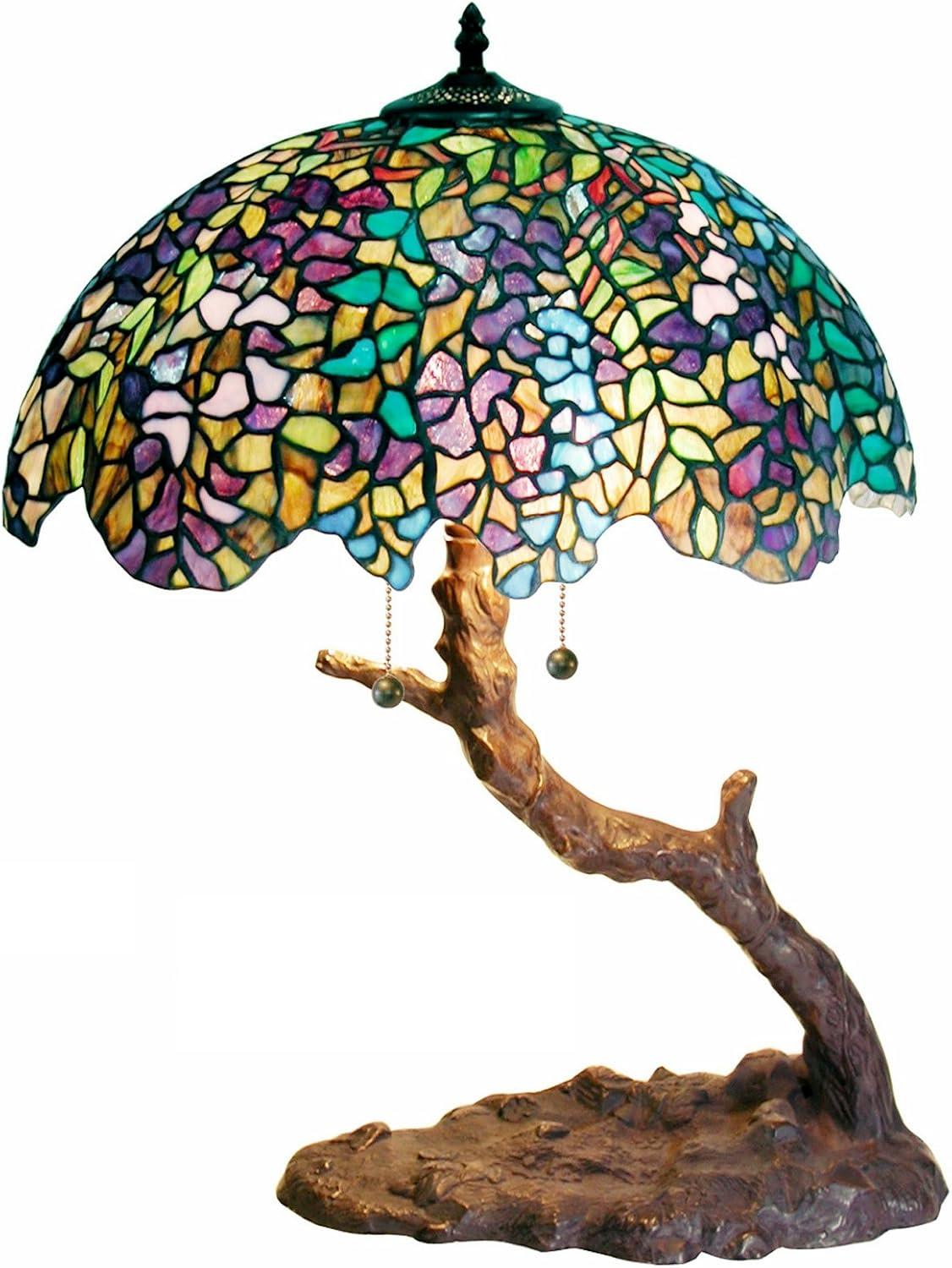 Spring Canopy Stained Glass Tree Trunk Table Lamp