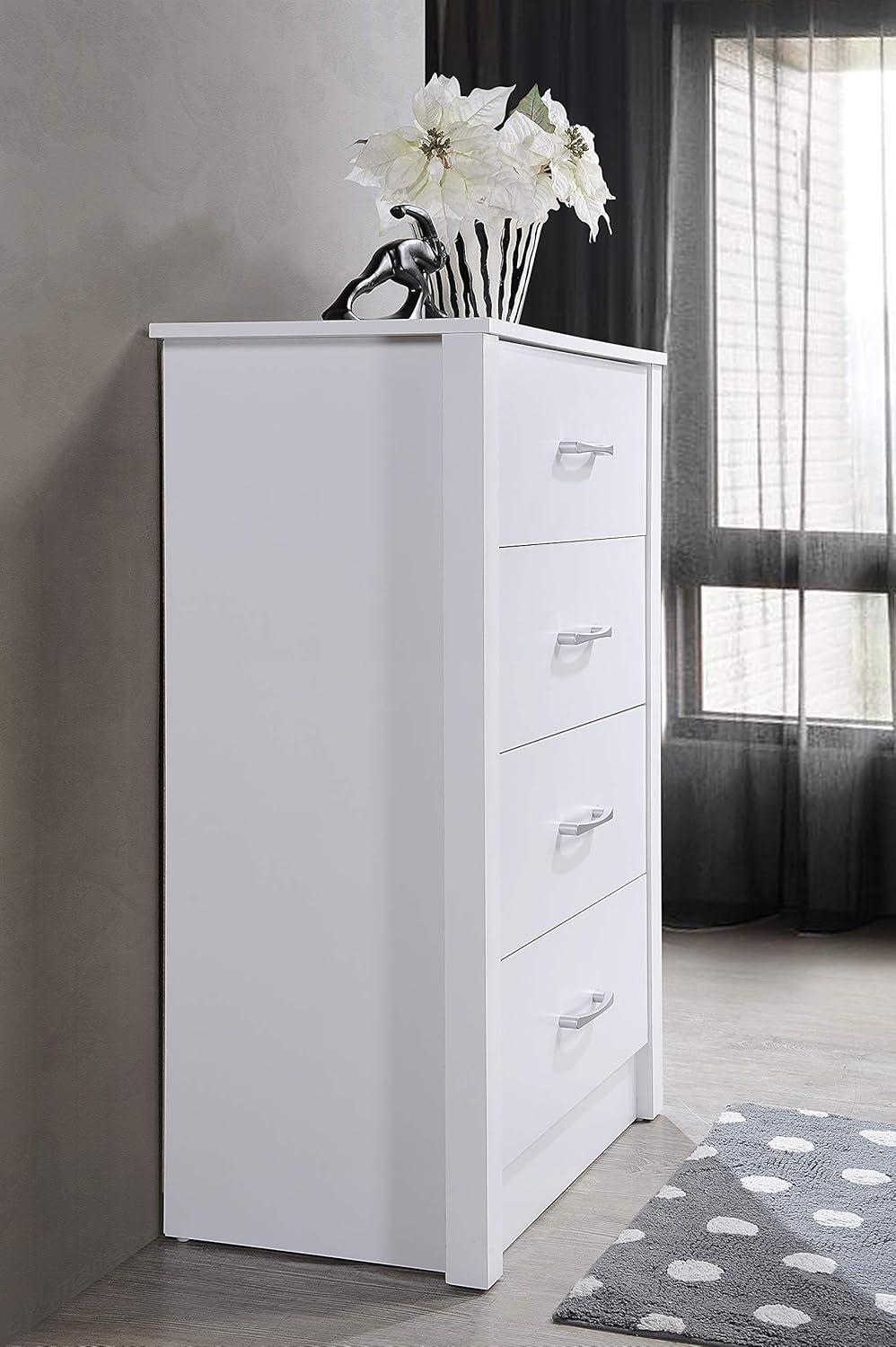 Hodedah 4-Drawer Chest in White