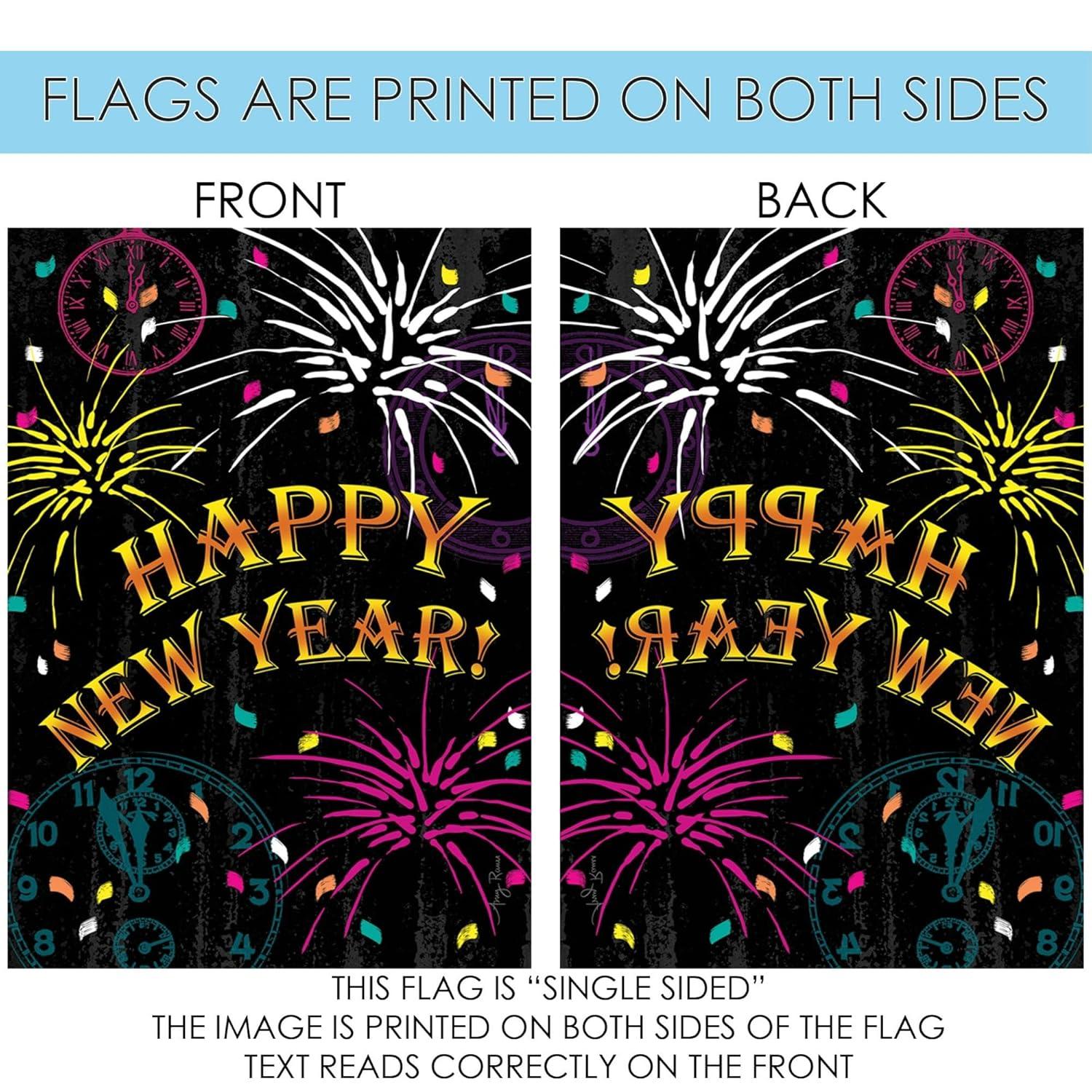 Happy New Year Multi-Color Polyester Garden Flag