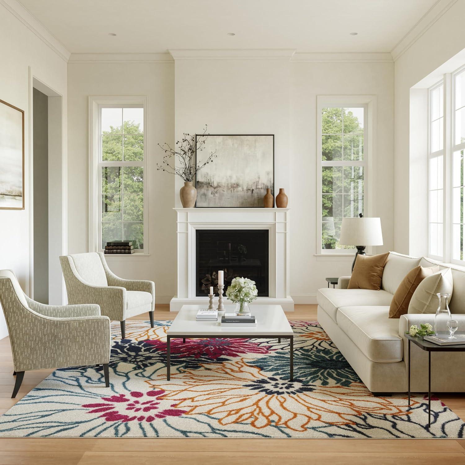 Nourison Passion Bohemian Transitional Floral Indoor Area Rug Ivory/Multi 8' x 10'