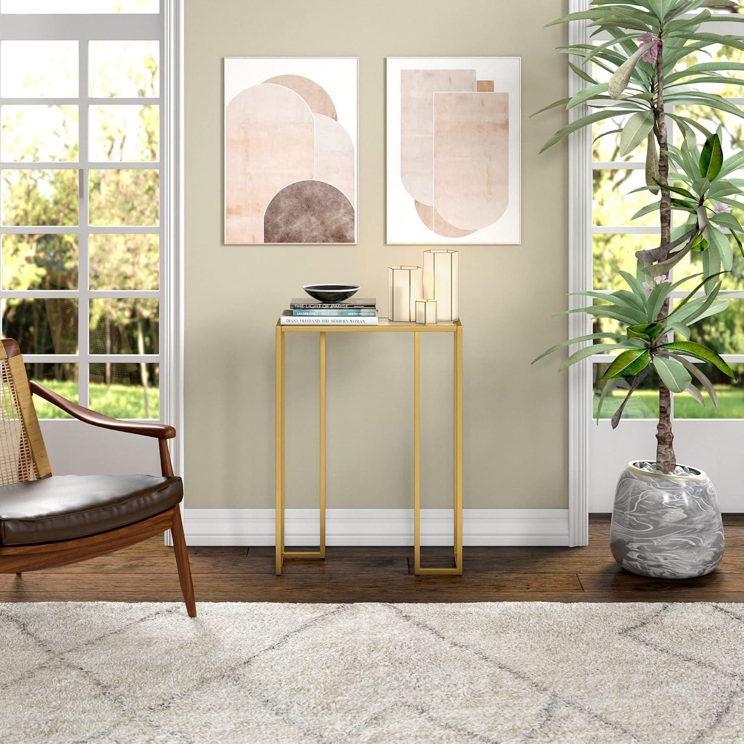 Evelyn&Zoe Oscar 22" Wide Rectangular Console Table, Brass