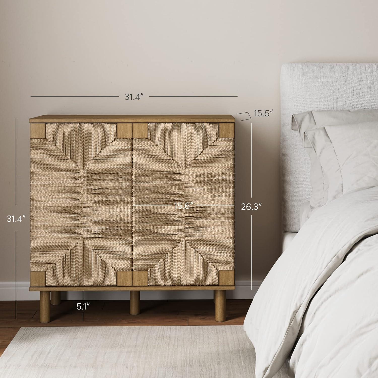 Beacon Wood and Seagrass 2 Door Storage Cabinet - Nathan James