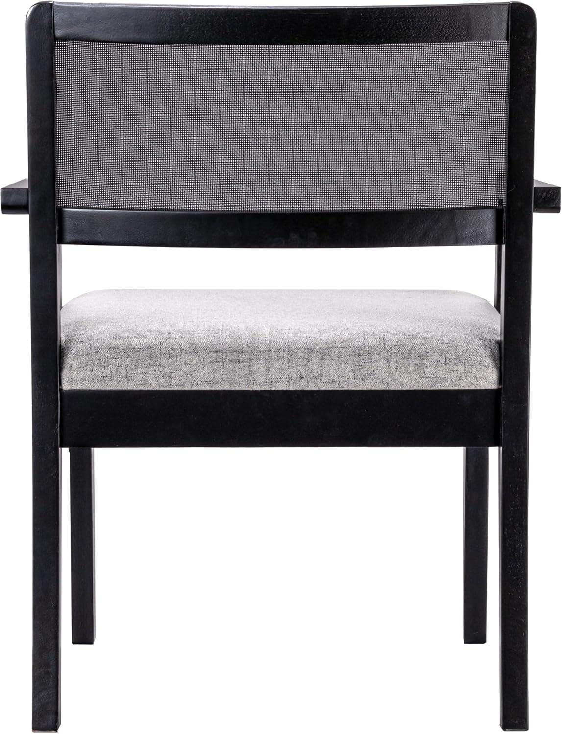 Creative Co-Op Crawford Mid-Century Modern Eucalyptus Wood Arm Chair W/ Cane Back and Velvet Upholstered Seat Cushion,Dark Blue