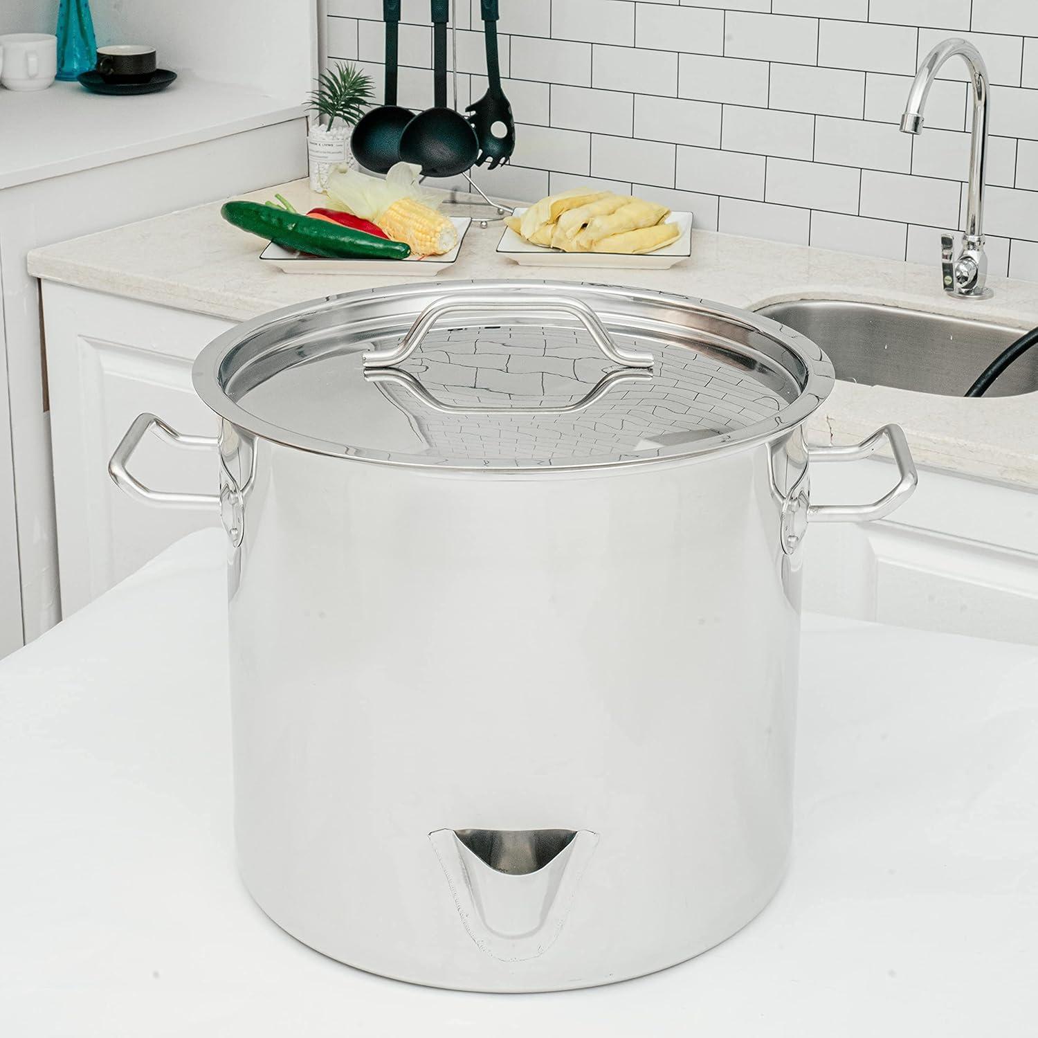 ARC USA Three in One 6 Gallon 24QT Stainless Steel Stock Pot Tamale Steamer with Lid & Steamer Rach