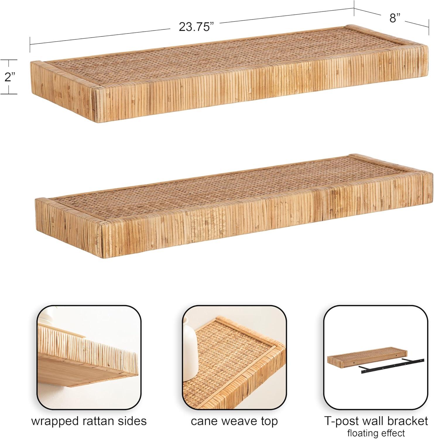 Kate and Laurel Rahmati Two-Piece Rattan Shelf Set