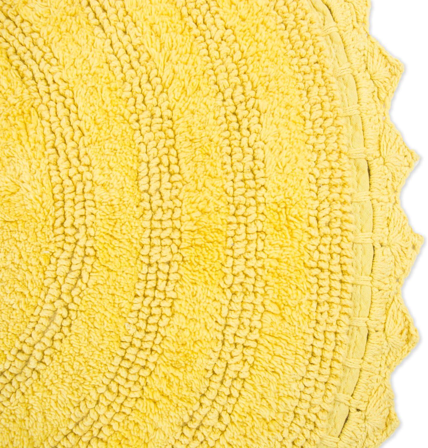 Yellow Round Crochet Bath Mat