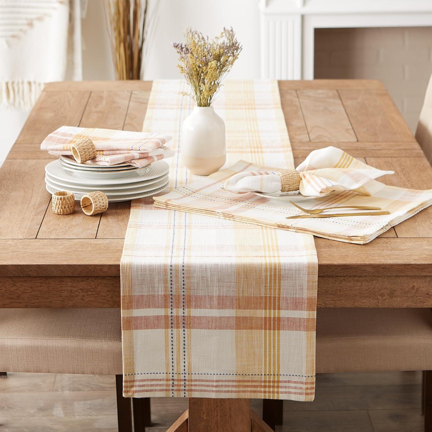 Modern Fall Plaid Cotton Placemat Set, 13x19, 4 Count