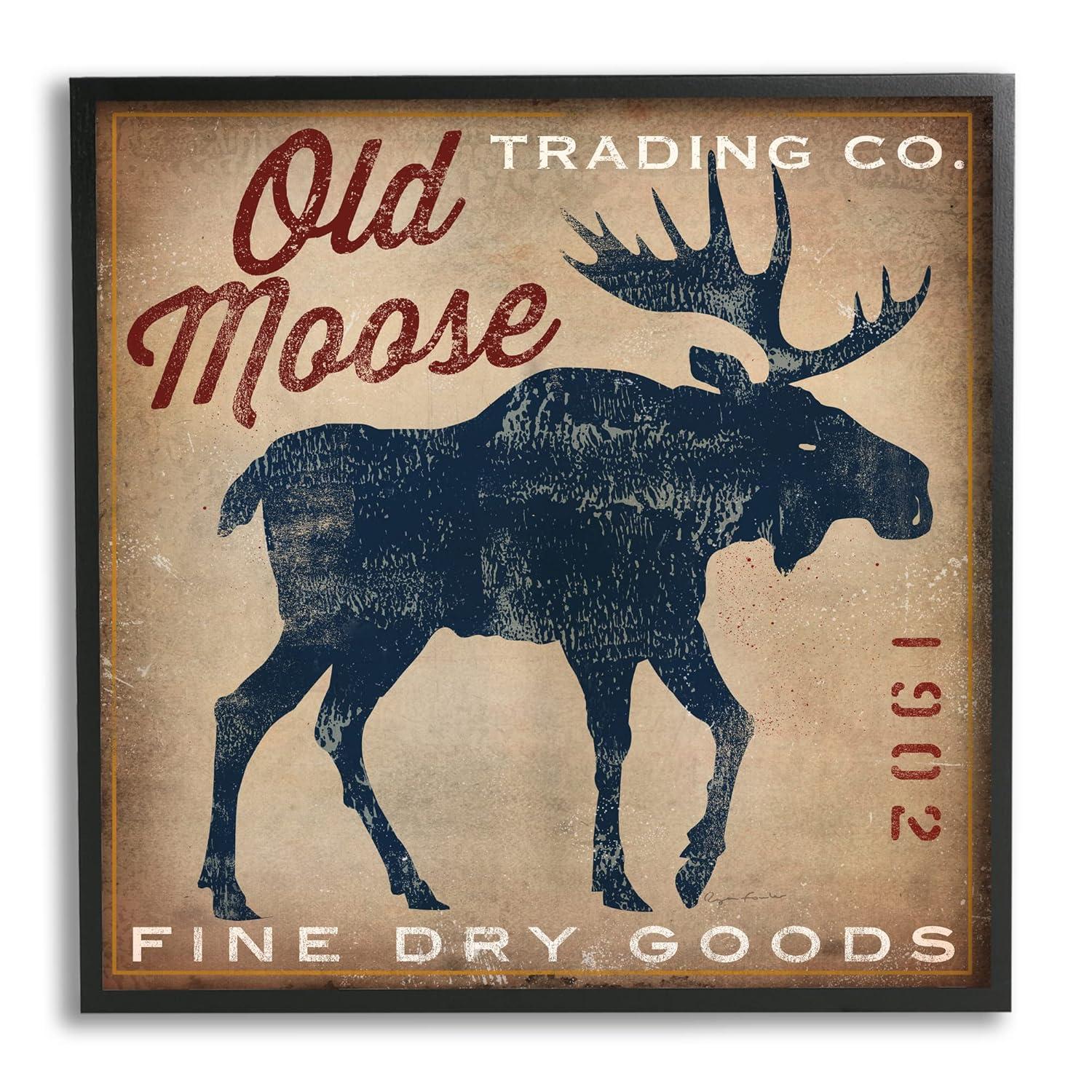Stupell Industries Old Moose Trading Co. Graphic Art Black Framed Art Print Wall Art, Design by Ryan Fowler