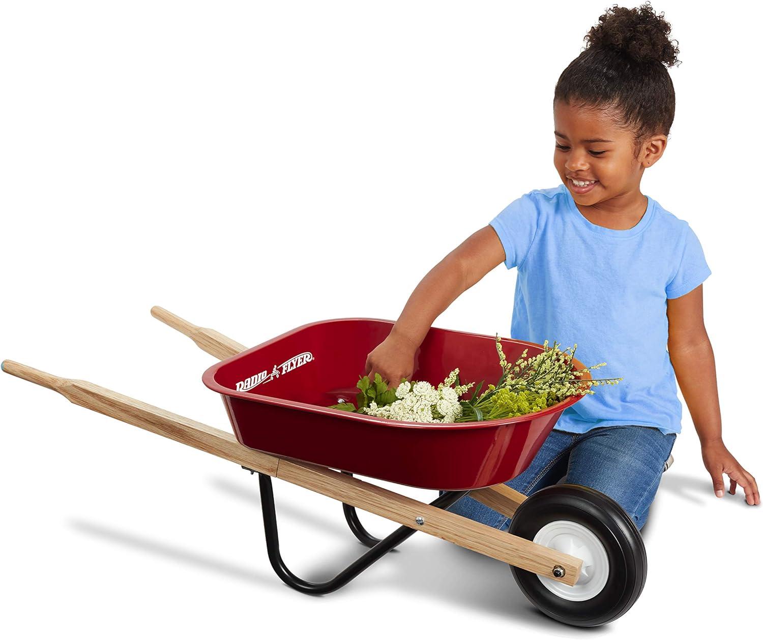 Radio Flyer Kid's Wheelbarrow, Red Toy Wheelbarrow for Children