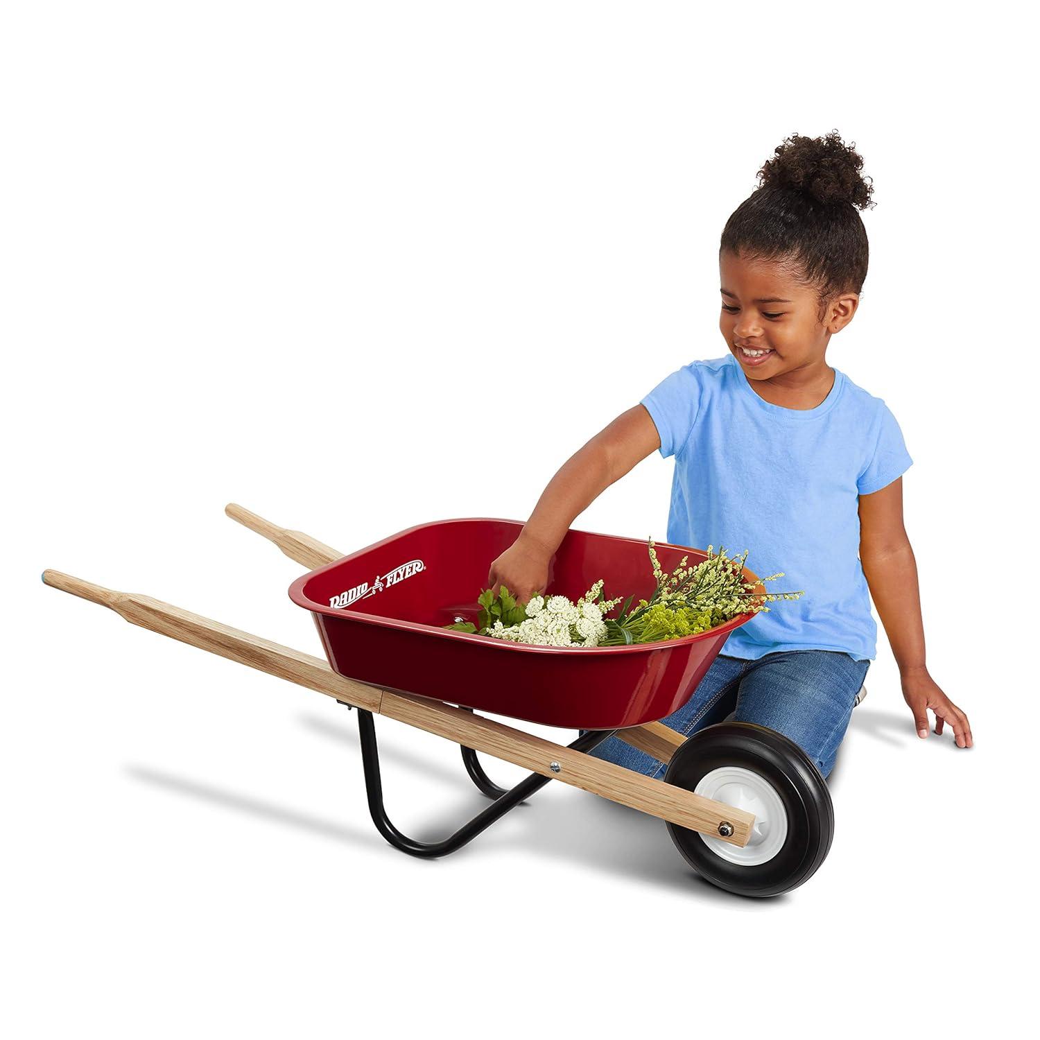 Wagon for Kids, Rolling Cart, Garden Cart on Wheels, Baby Wagon, Radio Flyer Kid's Wheelbarrow, Red, for Ages 3+ Years
