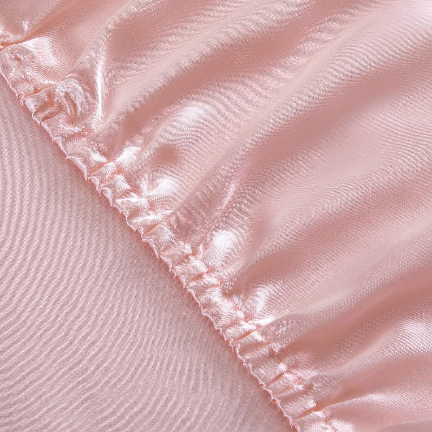 Blush Pink Satin King Sheet Set with Deep Pockets