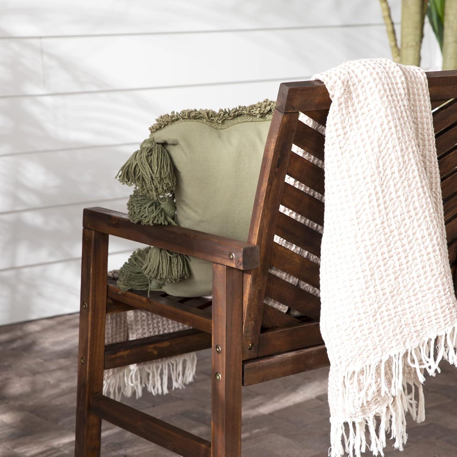 Dark Brown Acacia Wood Chevron Outdoor Loveseat Bench