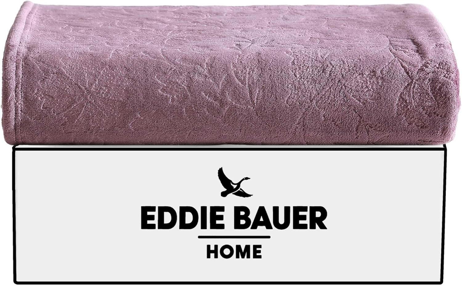 Eddie Bauer Eddie Bauer Woodblock Floral Embossed Signature Plush Throw Blanket