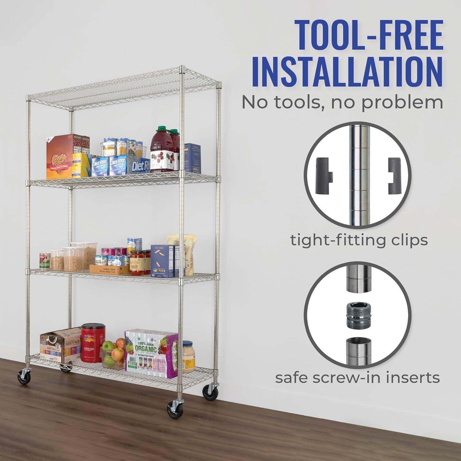 Heavy-Duty 4-Tier Adjustable Wire Shelving Unit