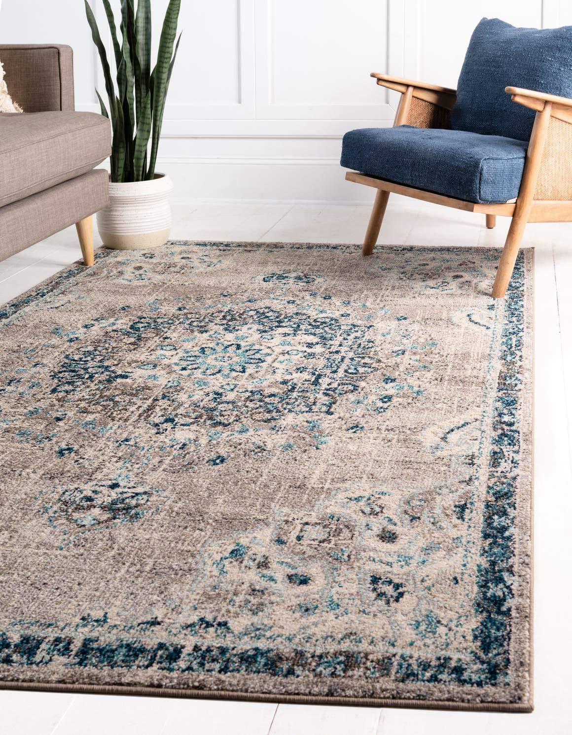 Unique Loom Penrose Collection Area Rug - Alexis (7' 10" x 10' Rectangle Gray/Beige)