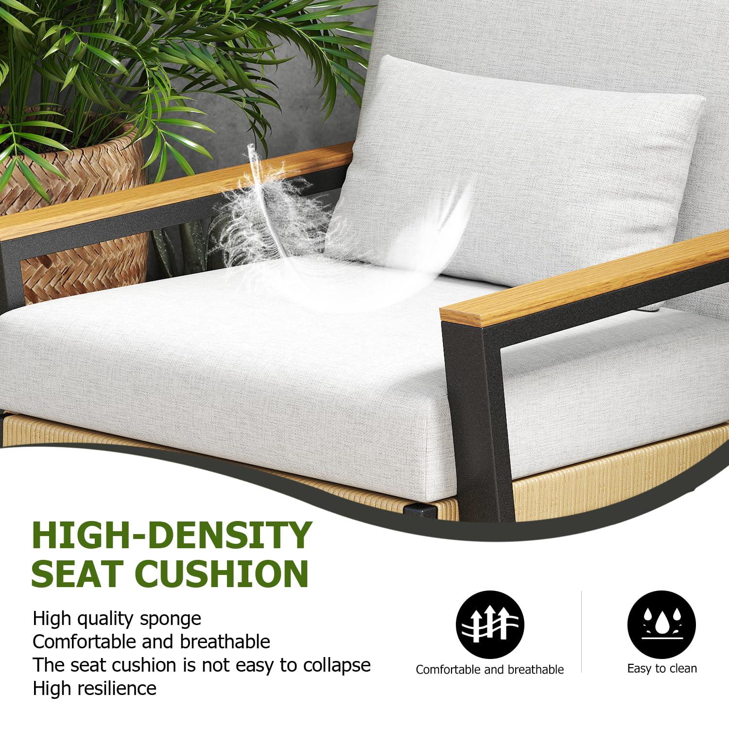 Aug-guan 7-Piece Patio Furniture Set, All-Weather Boho Outdoor Conversation Set Sectional Sofa with Water Resistant Grey Thick Cushions and Storage Table for Yard,Lawn,Grey