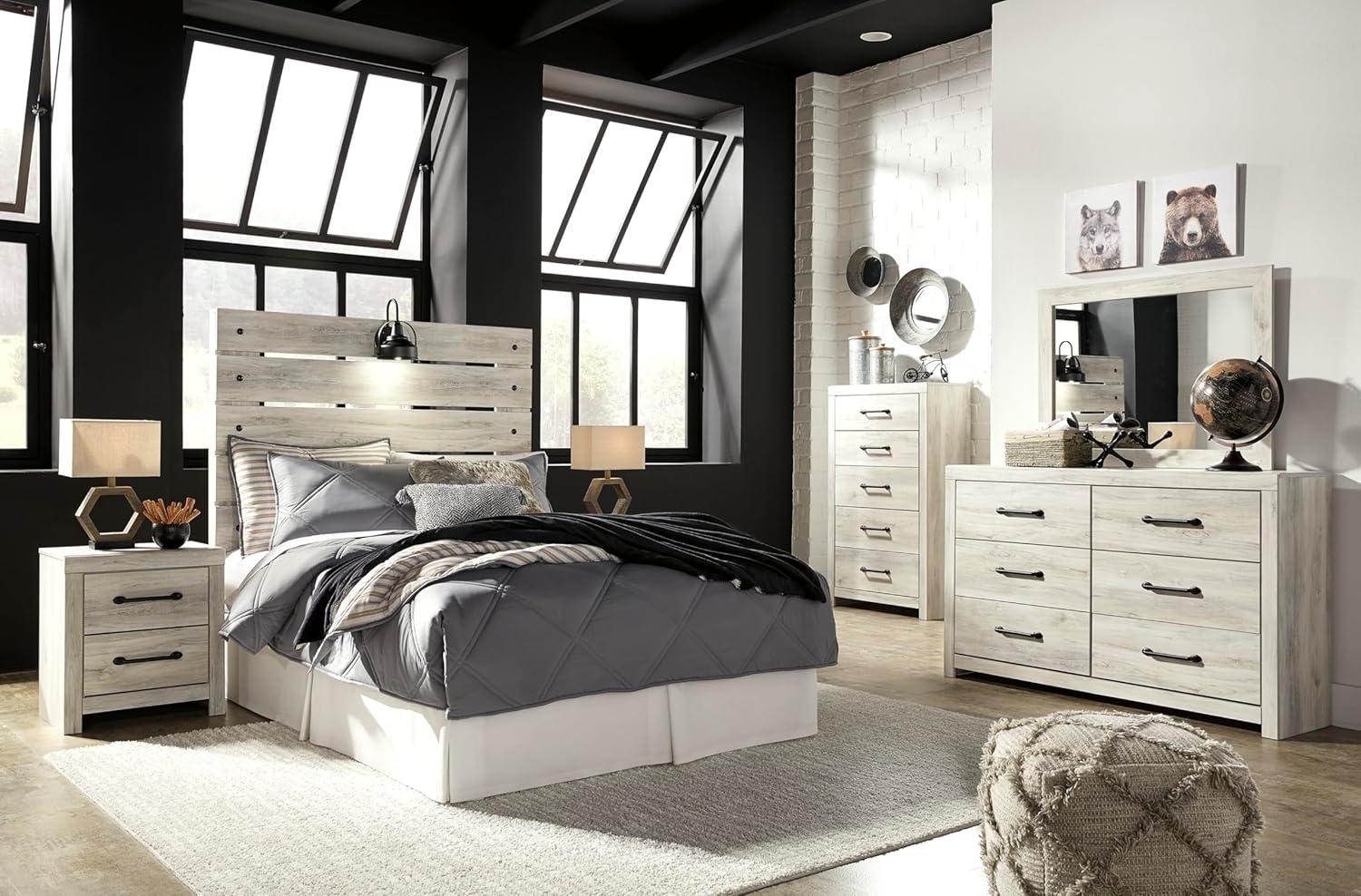 White and Light Brown 5-Drawer Transitional Chest