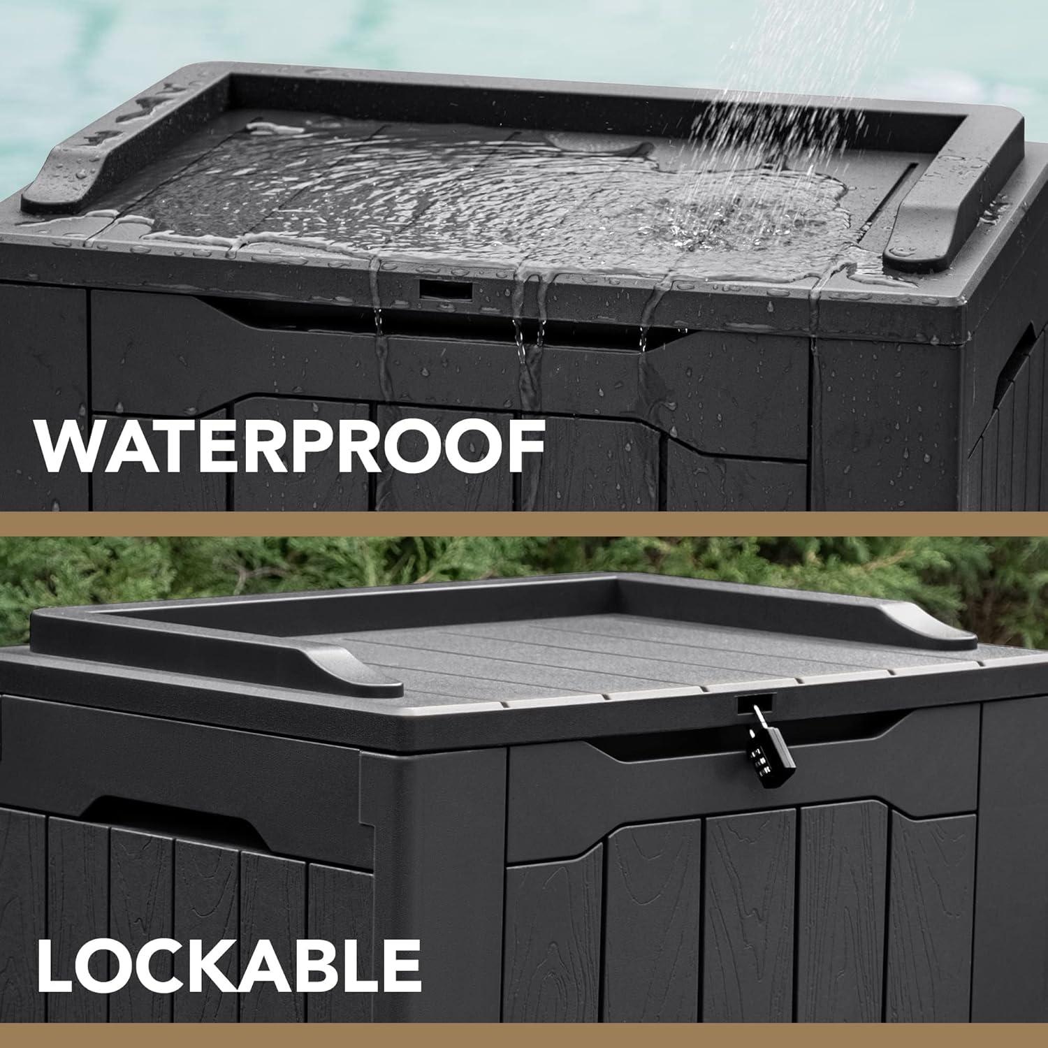 Black Resin 30 Gallon Lockable Waterproof Deck Box