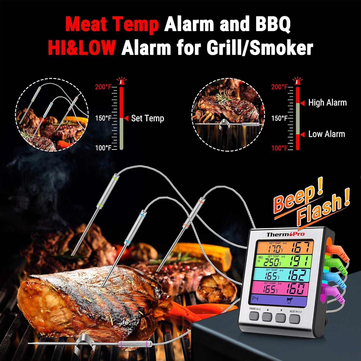 ThermoPro Digital Meat Thermometer with 4 Probes and Backlit LCD