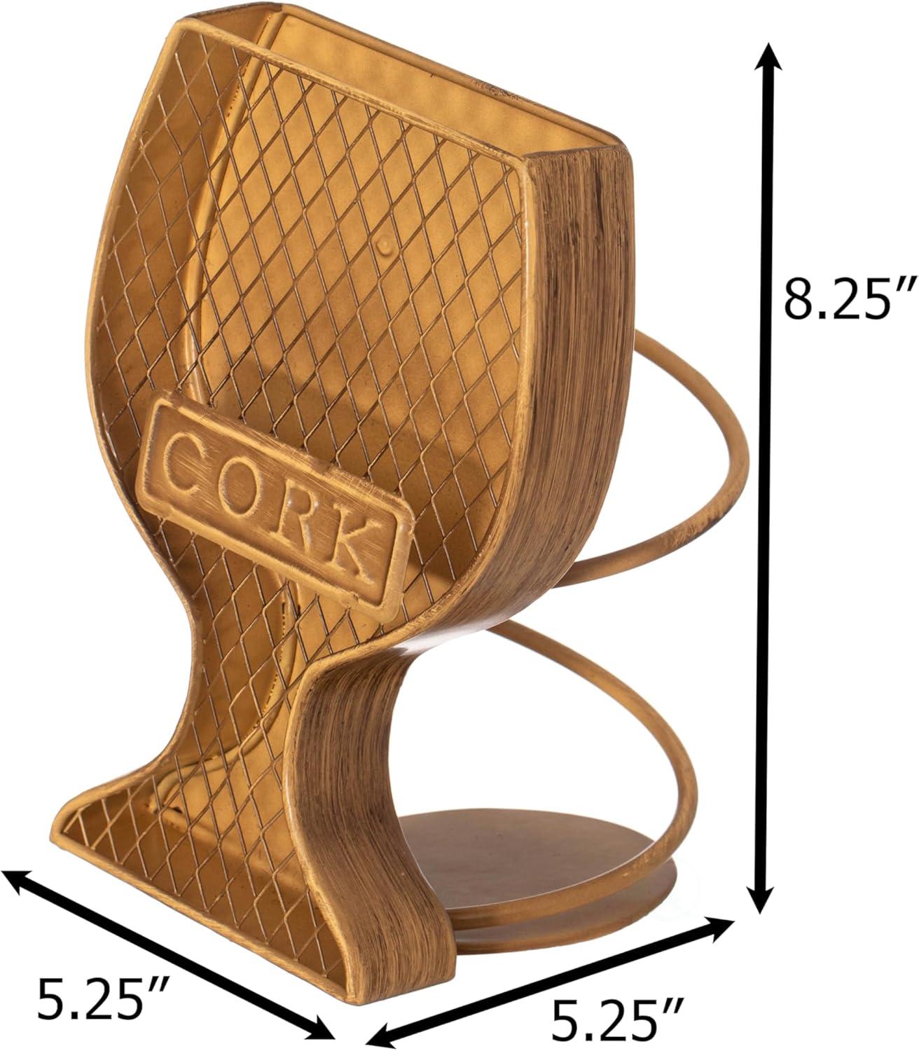 Vintiquewise Decorative Metal Goblet Shape Wine Bottle and Cork Holder A Unique Home Decor Piece and Countertop Accessory
