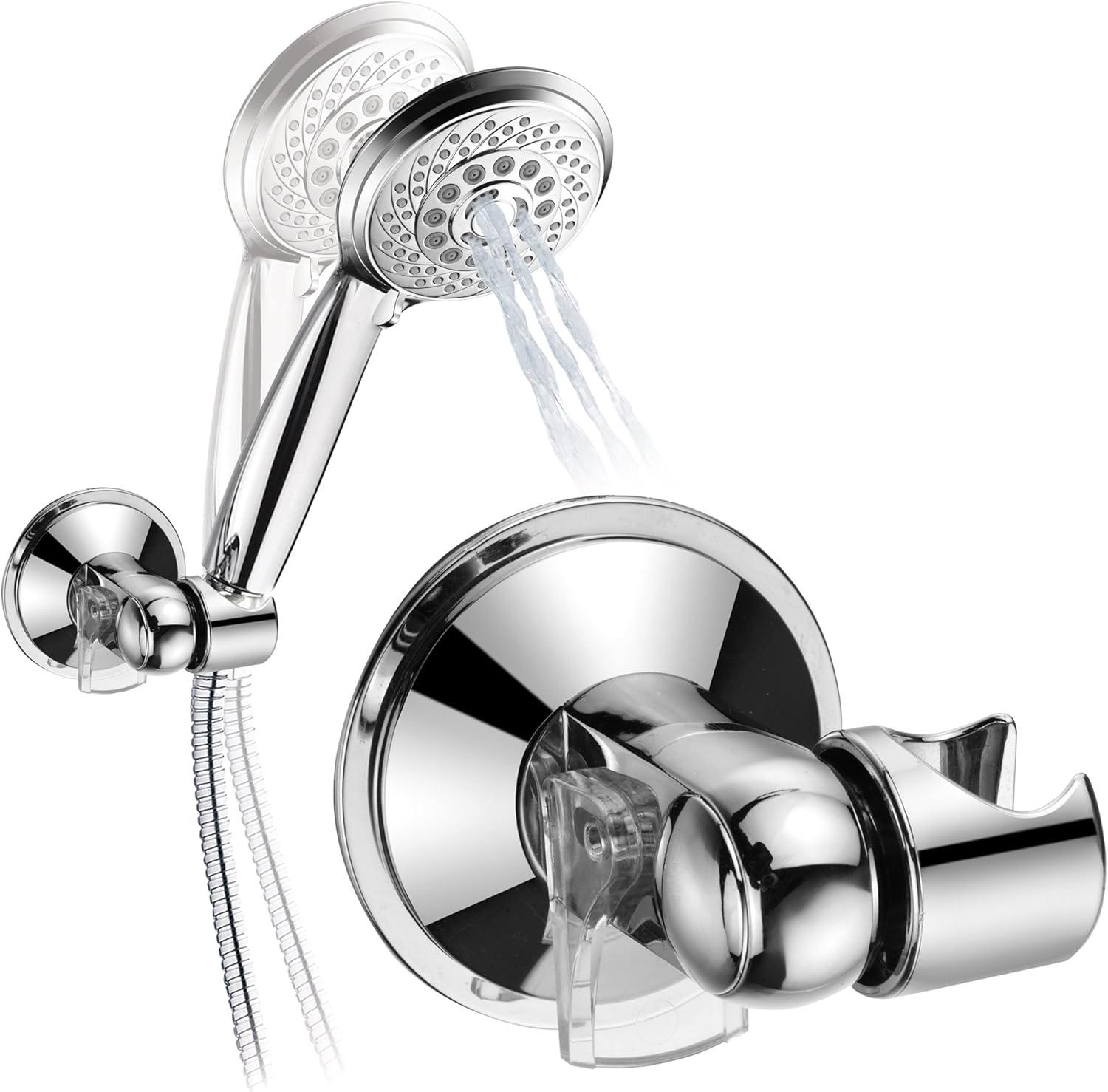 Chrome Adjustable Hand Shower Wall Bracket with Suction Power