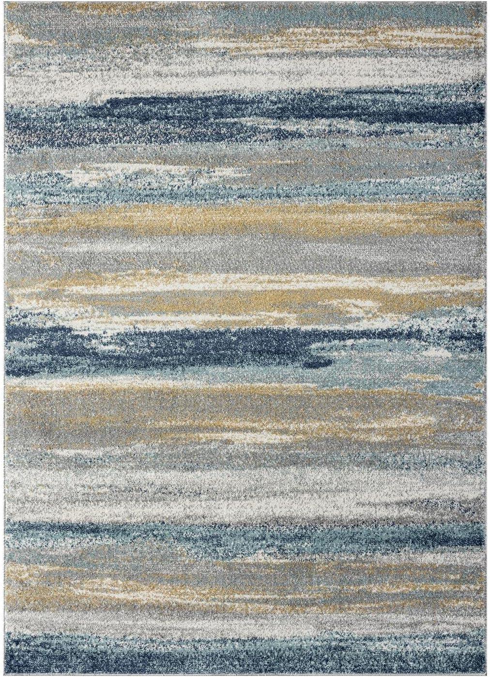 Luxe Weavers Abstract Stripe Yellow 4x5 Area Rug