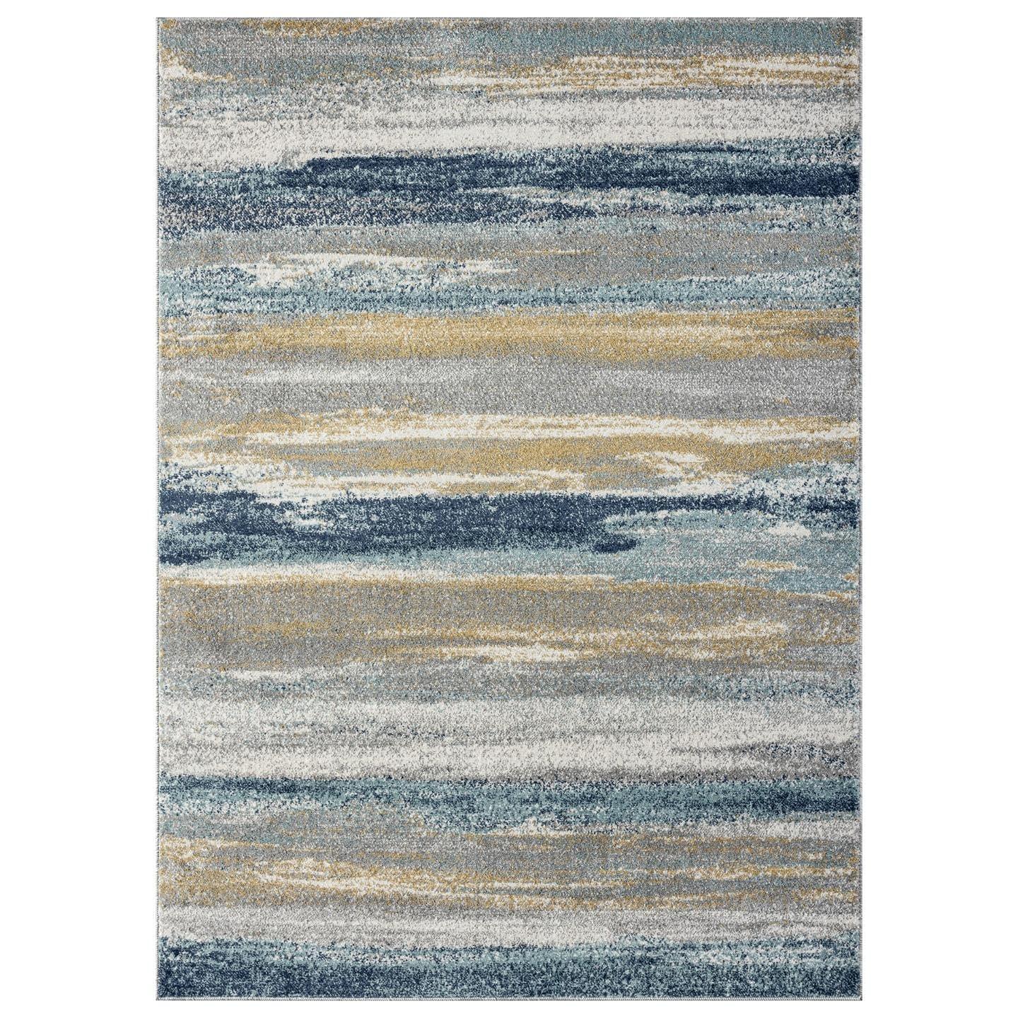 Luxe Weavers Abstract Stripe Yellow 4x5 Area Rug