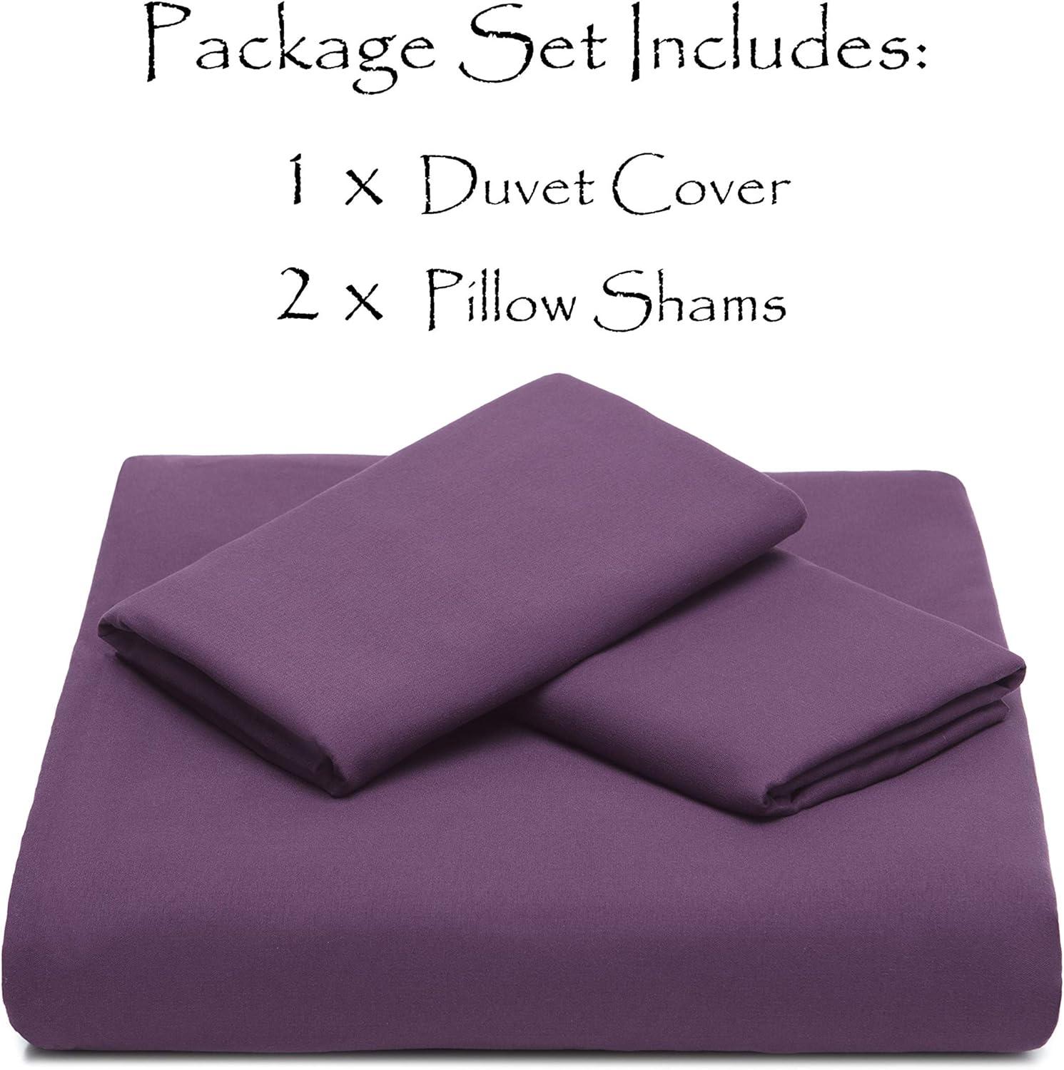 Chanasya Duvet Cover Queen Set Ultra Soft Solid 3-Piece Bedding - Luxurious Silky Soft Brushed Microfiber Comforter Cover Combo- Zipper Closure (1 Duvet Cover & 2 Pillow Sham) Aubergine - Queen