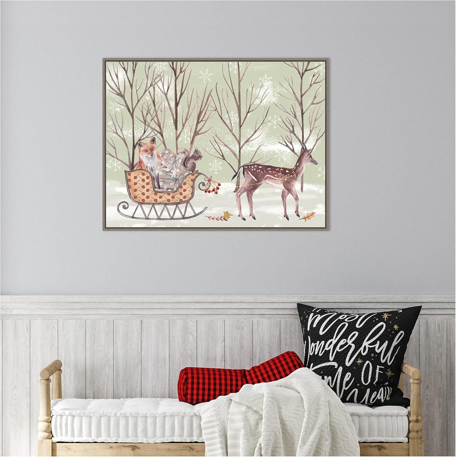 30" x 22" Christmas Time I Framed Wall Canvas - Amanti Art: Holiday Decor, Xmas Lithograph