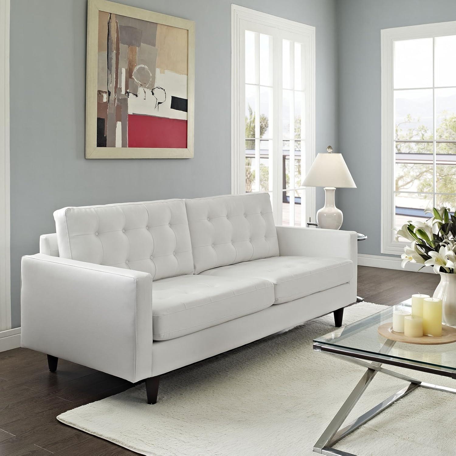 Modway Carson Carrington Eggedal Tufted Bonded Leather Sofa