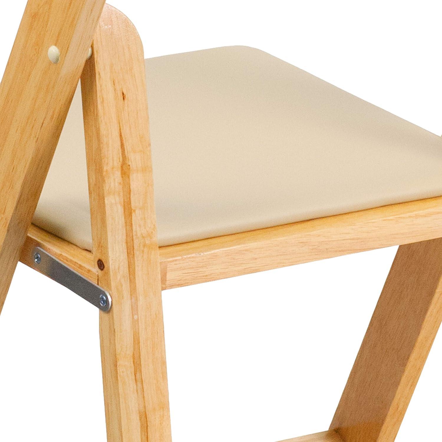 Hercules Series Natural Beechwood Folding Chair with Detachable Vinyl Seat