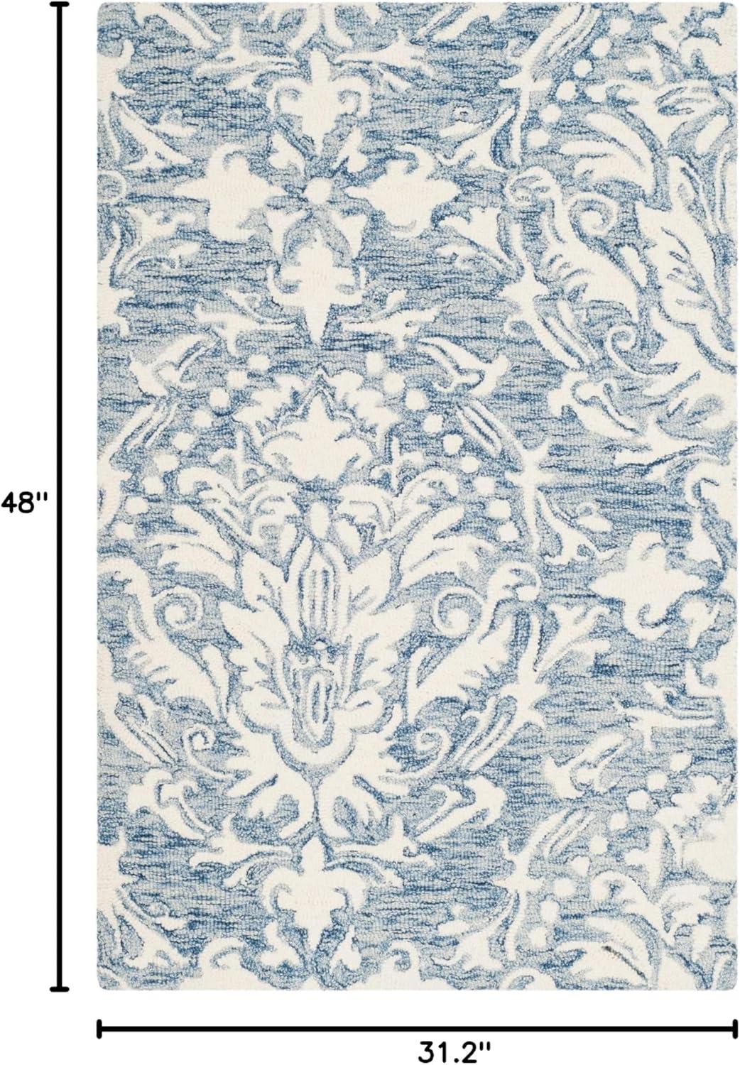 Blossom BLM107 Hand Tufted Indoor Runner Rug - Blue/Ivory - 2'6"x4' - Safavieh