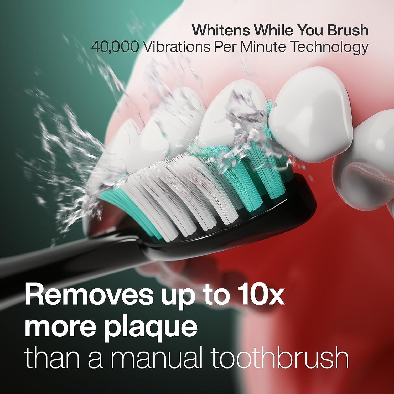 AquaSonic Black Series Electric Toothbrush - Rechargeable, 4 Modes, Travel Case, 8 Brush Heads