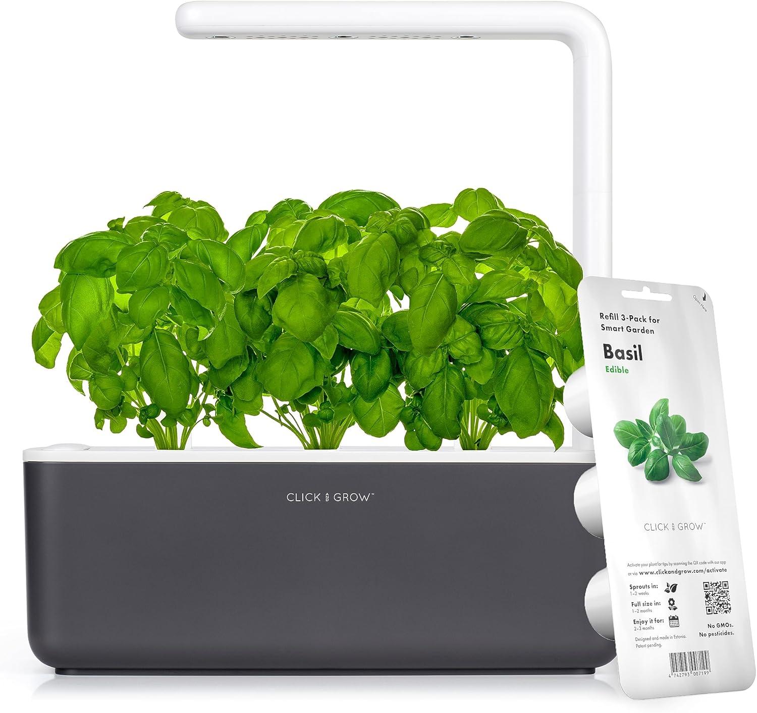 Grey Indoor Herb Garden Kit with LED Grow Light