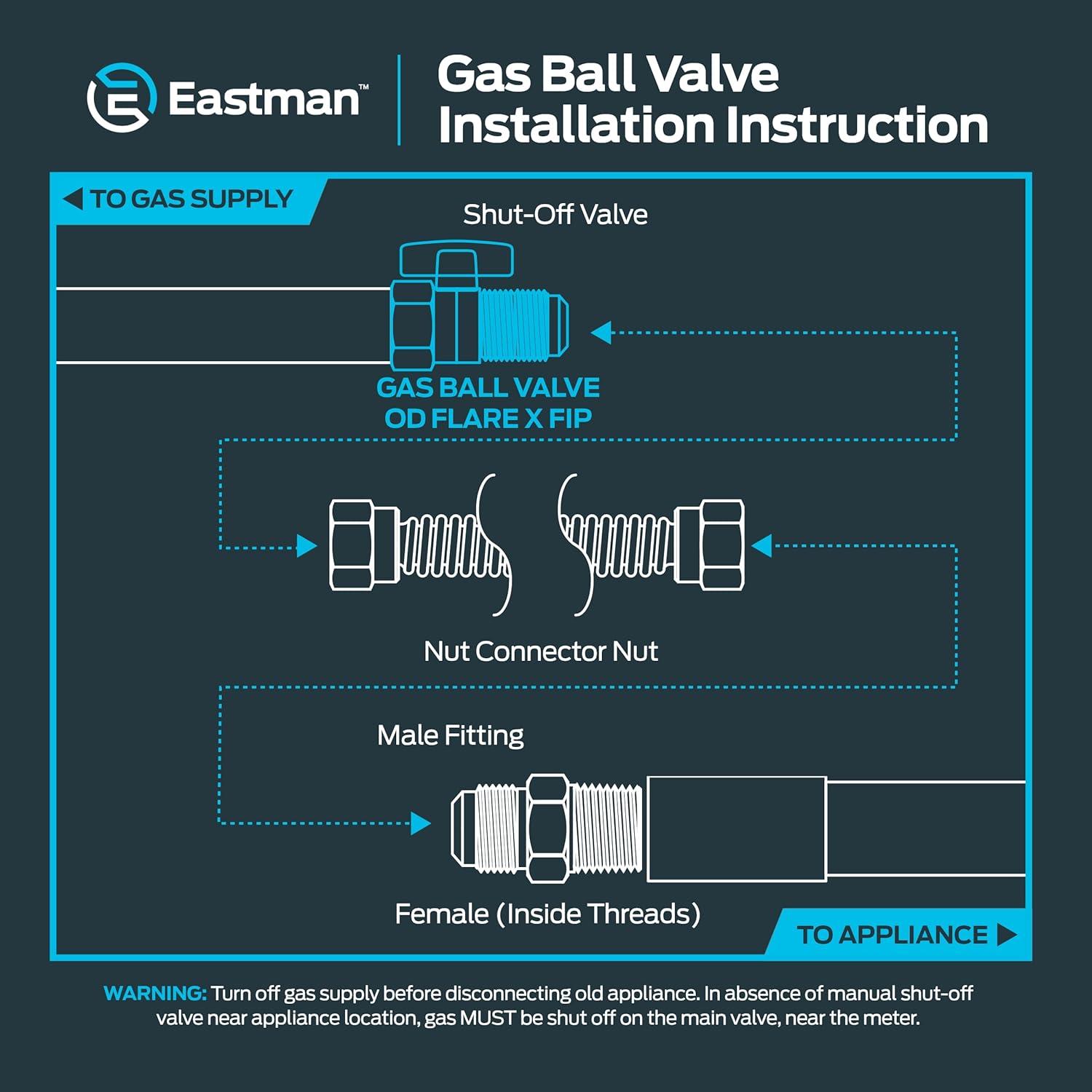 Eastman 3/4-inch Brass Gas Ball Valve with Yellow Handle