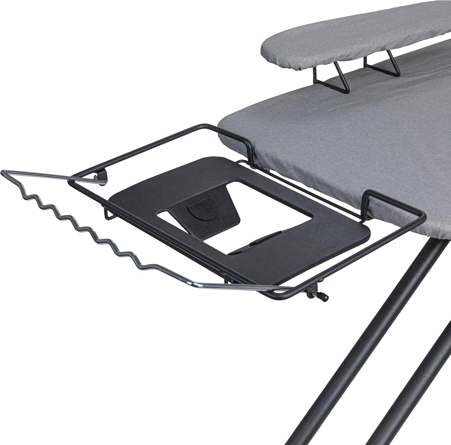 Household Essentials Wide Mega Ironing Board 4-Leg Matte Black Frame Gray Cover: Collapsible Metal, 59" x 18.75", 18.44 lbs