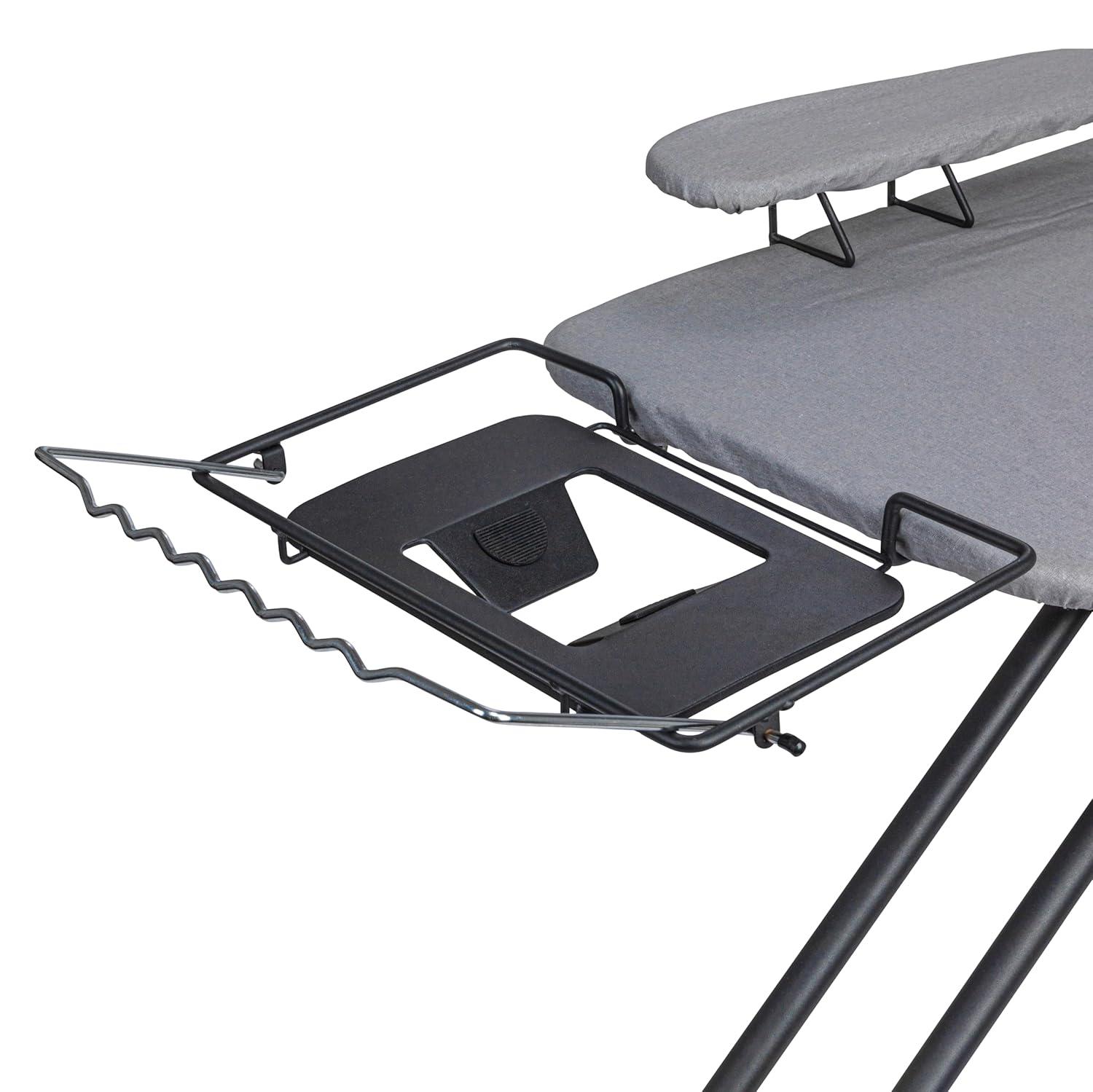 Household Essentials Wide Mega Ironing Board 4-Leg Matte Black Frame Gray Cover: Collapsible Metal, 59" x 18.75", 18.44 lbs