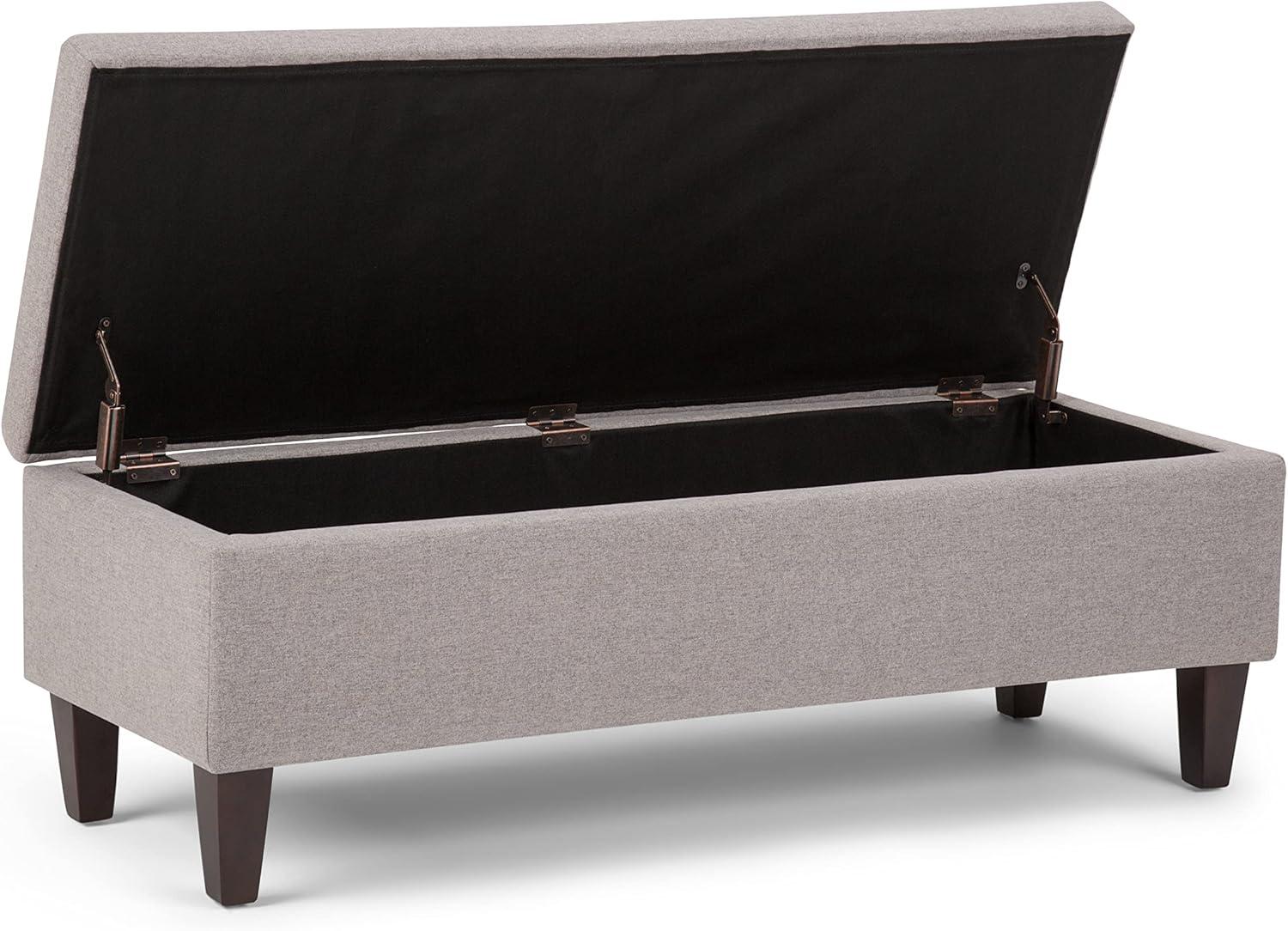 Gray Cloud Linen Rectangular Storage Ottoman with Lift-Up Lid