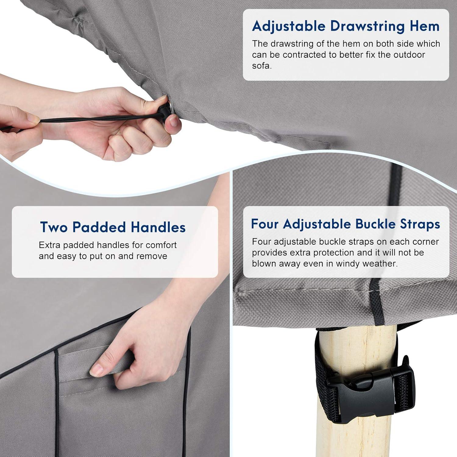 Outdoor Patio Furniture Covers Waterproof ,Durable 3-Seater Sofa Cover Fits up to 79W x 38D x 35H inches