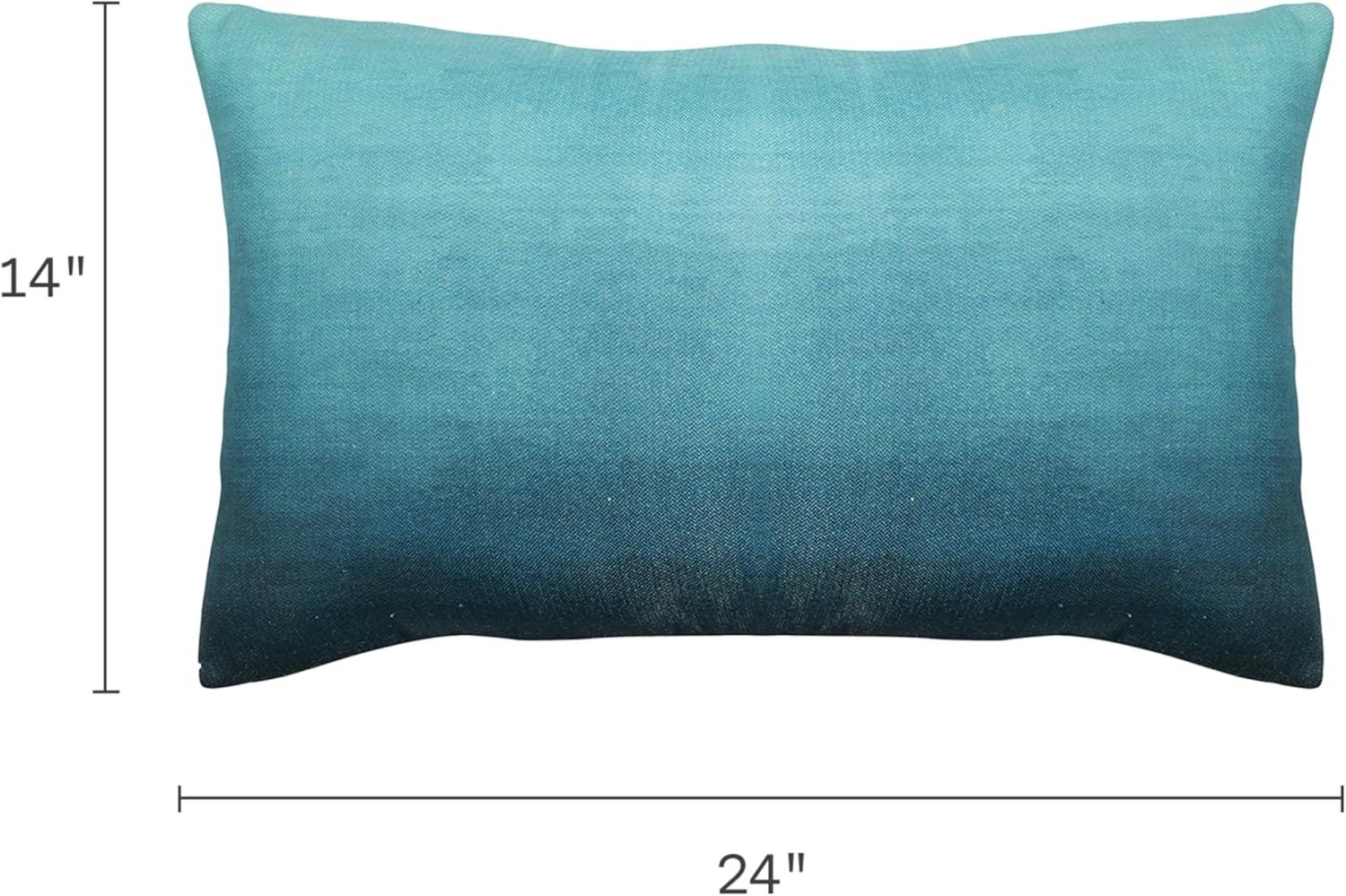 Fab Habitat Indoor/Outdoor Lumbar Pillow Made from Recycled Polyester Yarn - Double Sided, Stain Resistant, Machine Washable - Ombre - Patio, Deck, Porch, Living Room - Big Sur Teal (14" x 24")