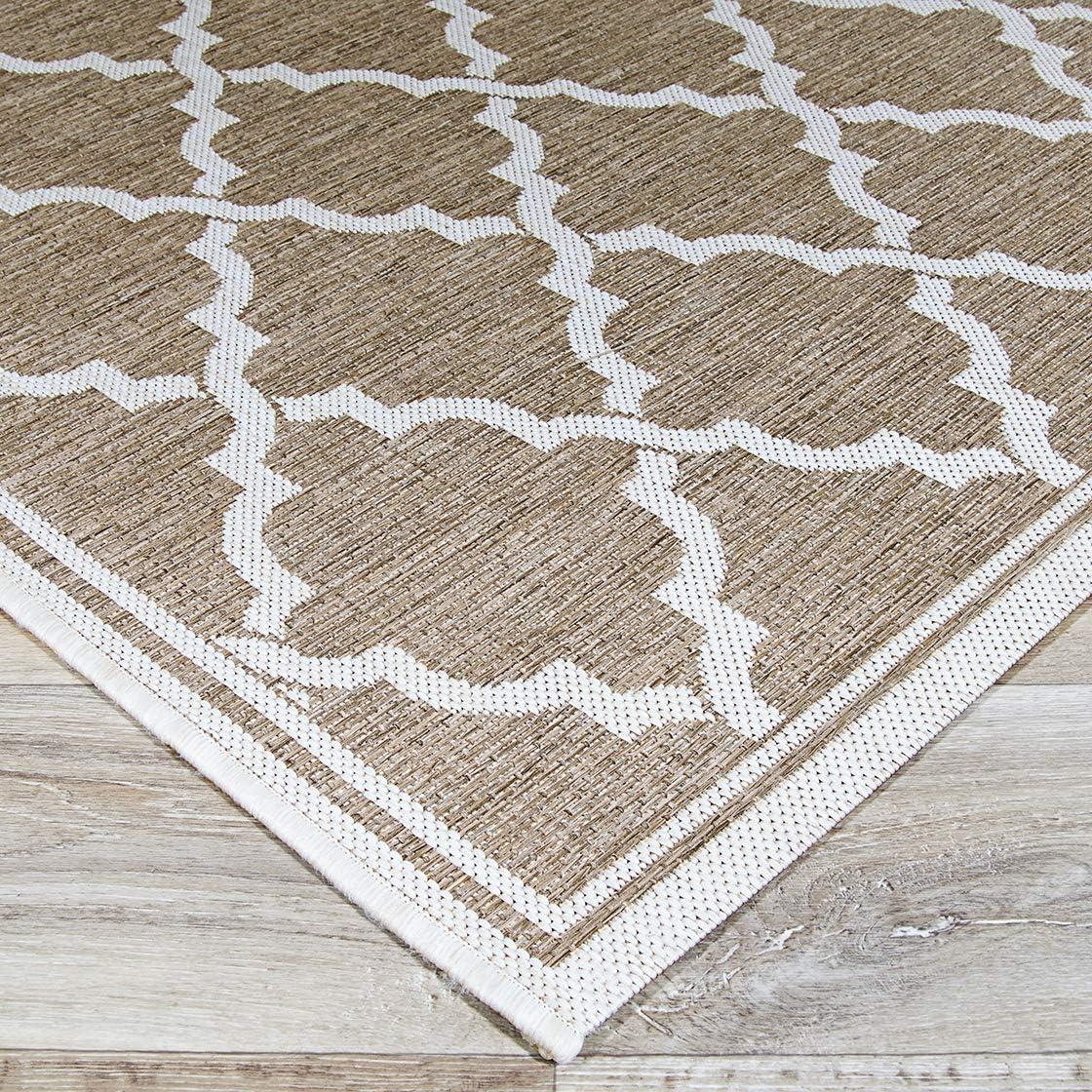 Transitional Taupe/Sand Trellis Synthetic Area Rug, 8'6" x 13'