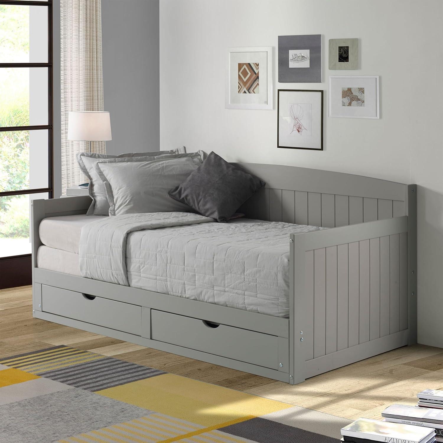 Alaterre Furniture King Harmony Kids' Daybed with Conversion Dove Gray