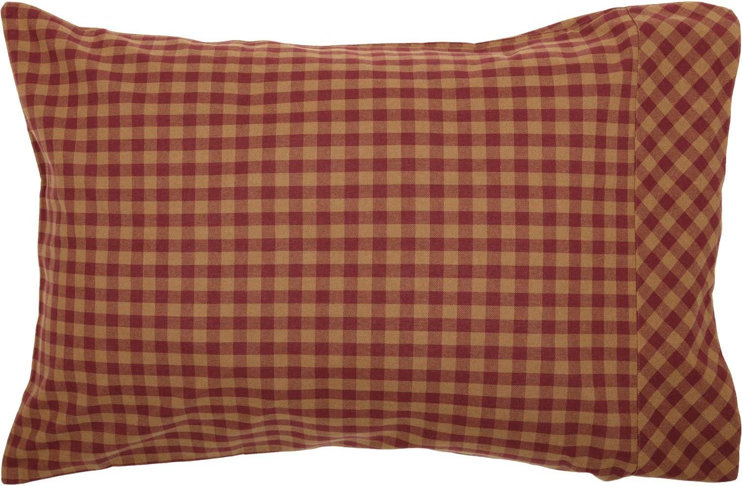 Burgundy Check 100% Cotton Checkered - Set of 2