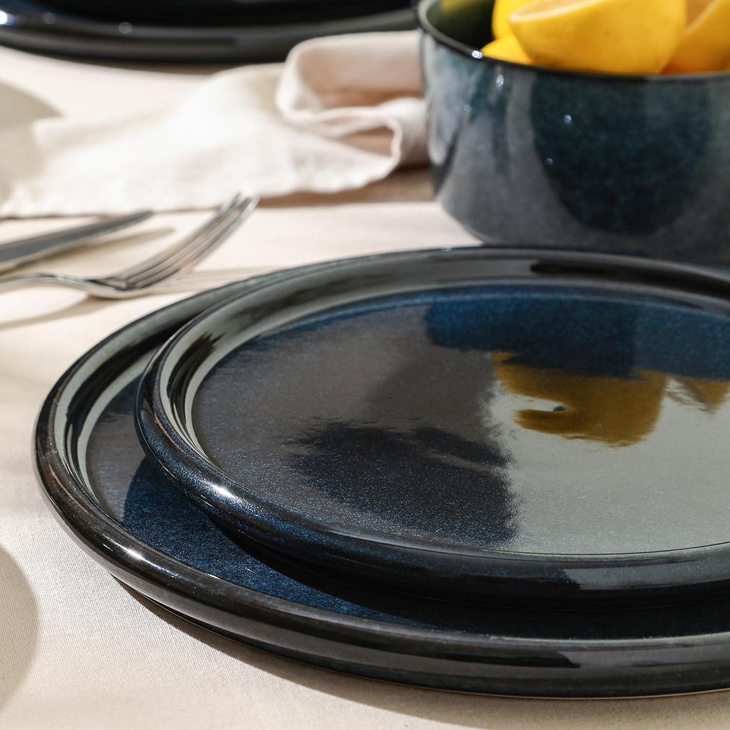 Eden 4-Piece Dark Blue Stoneware Full Set (Service for 4)