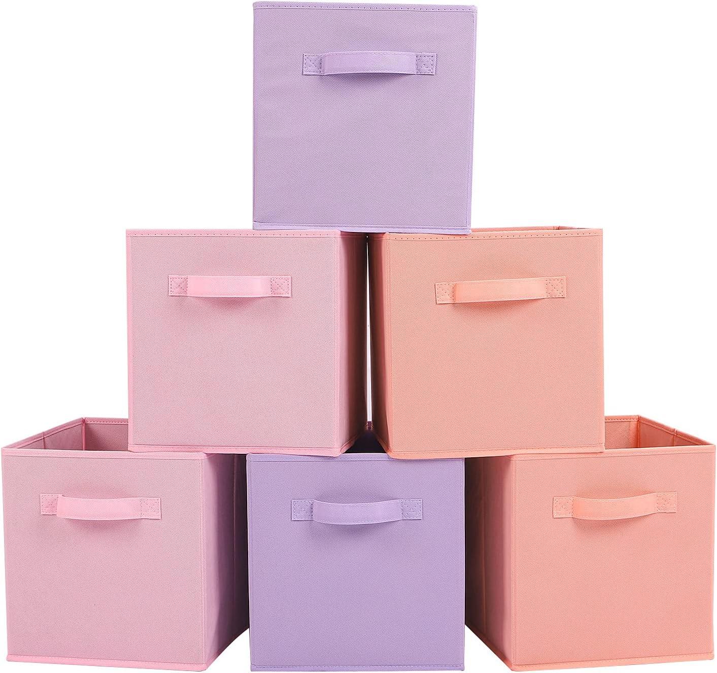 Colorful Foldable Fabric Storage Cubes for Kids, Set of 6